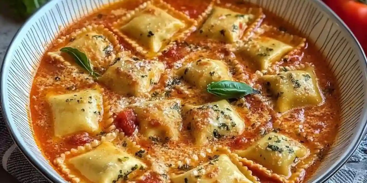 FOTO: Ravioli Pasta dengan Saus Tomat khas Itali (sumber: Baudre Recipes)